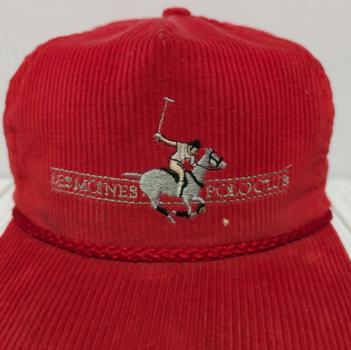 VINTAGE Des Moines Polo Club Hat Cap Corduroy Cord Rope Trucker Made In USA View 2