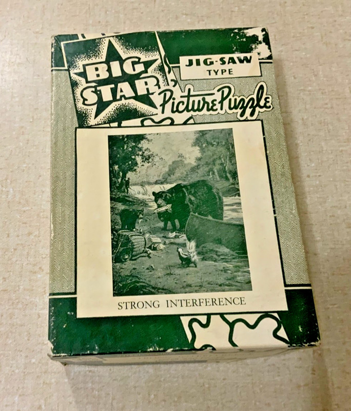 Vintage Big Star Puzzle No 1010 Strong Interference Complete USA Bear & Hunter