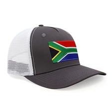 South Africa Flag Hat for Men Women - Snapback Trucker Cap (Grey White)