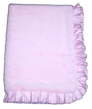 Cocalo Baby Pink Blanket Plush Satin Back Ruffle Trim Security Lovey 