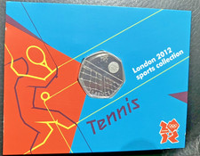 London 2012 Royal Mint Olympic TENNIS 50p coin ON CARD Brilliant Uncirculated