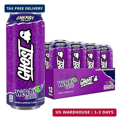 GHOST Energy Drink - 12-Pack, Welch's Grape, 16oz Cans - Energy & Focus & No Art