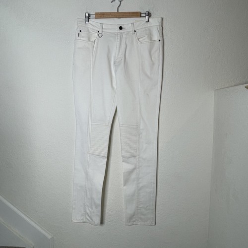 ONES STROKE Tokyo White Stretch Jeans Mens Size 5 (34x32) Cream Contrast Stitch
