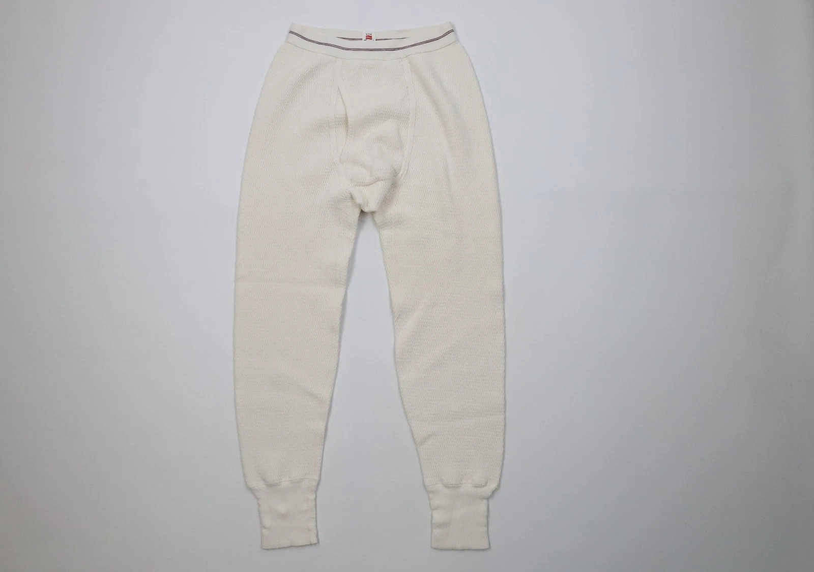Vtg 60s Hanes Thermal Knit Mens Medium Blank Cuffed Joggers Pants Base Layer USA