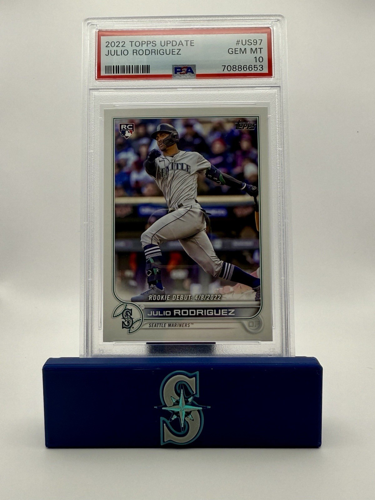 2022 Topps Update Series Rookie Debut Julio Rodriguez #US97, PSA 10