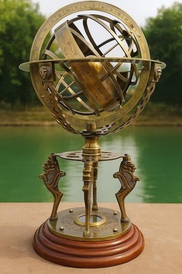 18 inch Brass Working Compass Armillary Lion Brass Sphere Astrolabe Armillary
