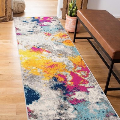Sky Collection Modern Abstract Runner Rug 2' X 7' Multi