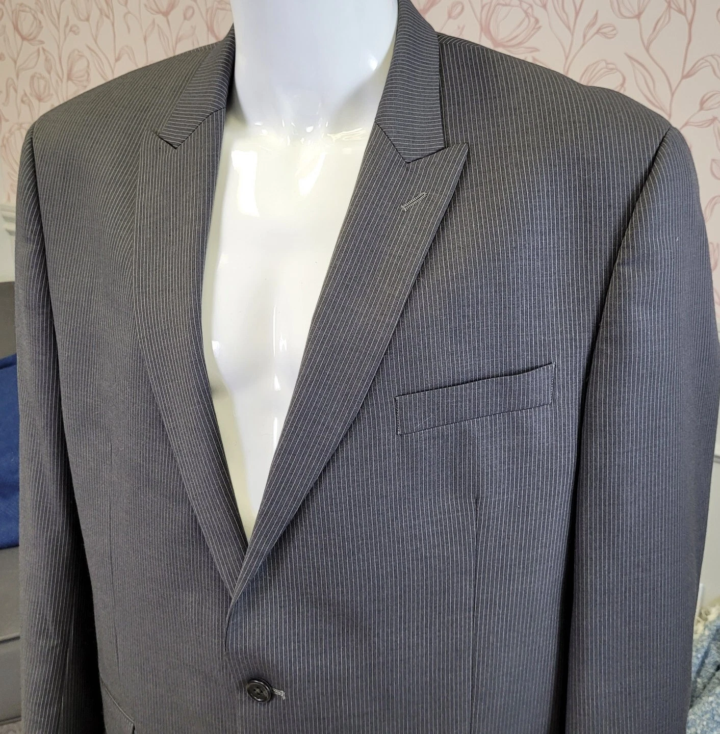 Cappotto sportivo Michael Kors Uomo Blazer 46R misto lana grigio a righe giacca 2 bottoni