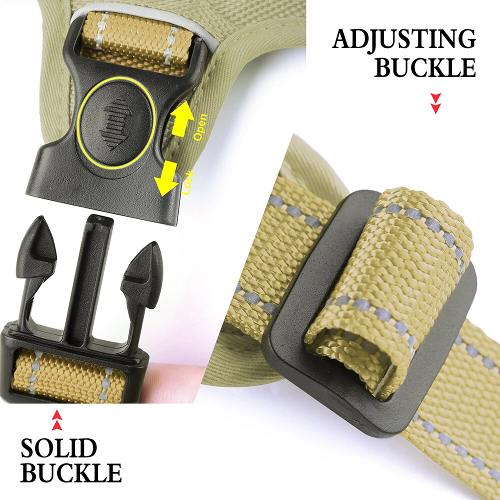 Dog Harness with Handle No Pull Escape Proof Reflective Nylon Front Leading M-XL