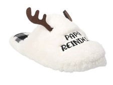 Slippers For Men Size Large With Color White Papa Comfy One Size Fit Reindeer