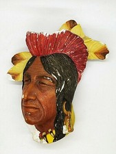 Vintage 1962 Bossons Head Chalkware, England TECUMSEH - SHA testa gesso scultura