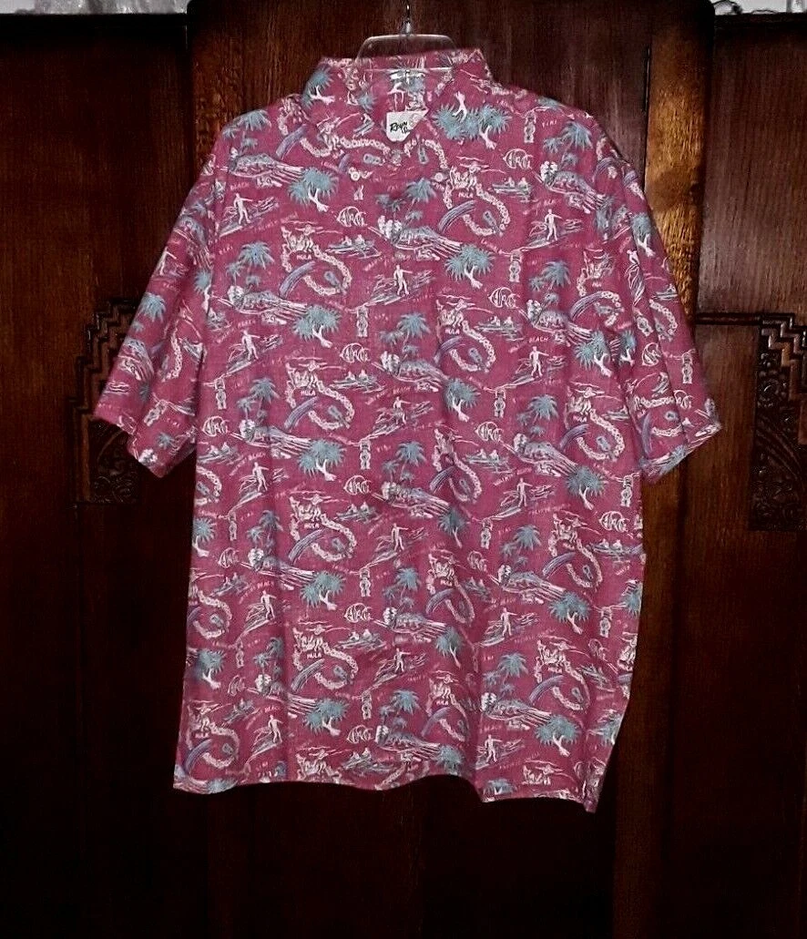 Reyn Spooner Men's One Fine Day Full Button Full Mauvewood Shirt Sizes