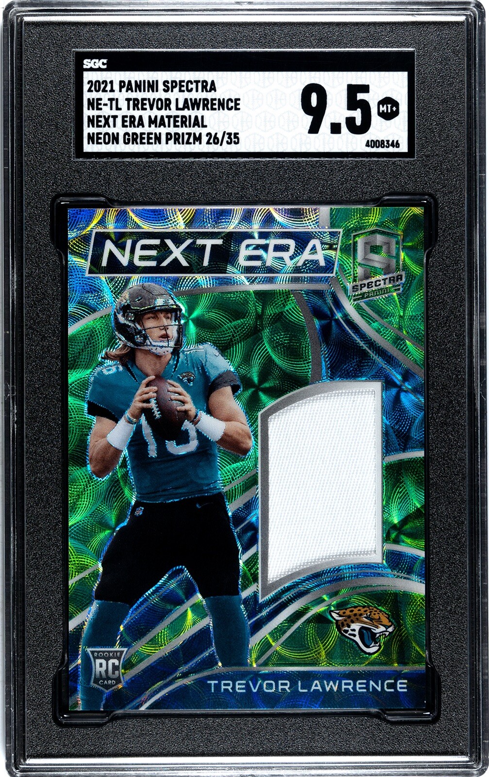 Trevor Lawrence Panini Spectra Next ERA Relics #NETL Neon Green