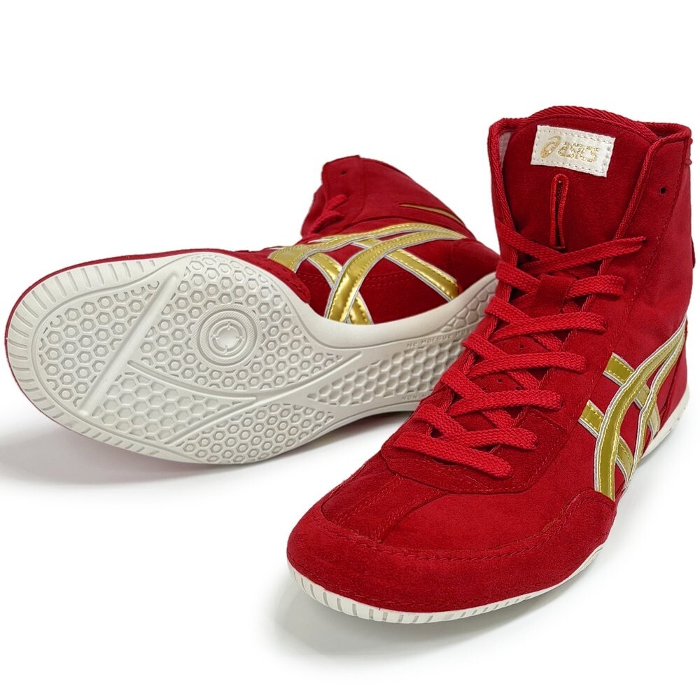 1083A001 ASICS Wrestling Shoes Red × Gold Laces Red EX-EO