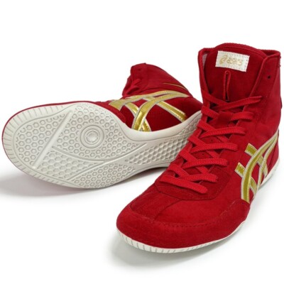 1083A001 ASICS Wrestling Shoes Red × Gold Laces Red EX-EO