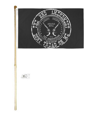 5' Wood Flag Pole Kit Wall Mount Bracket 3x5 2nd Amendment Dont Tread On Me Flag