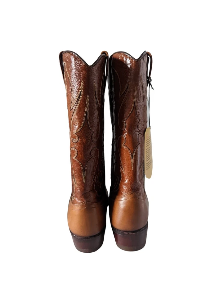 Botas vaqueras de cuero marrón vintage Dan Post nuevas stock antiguas para niños talla 4 Foto 4 de 4