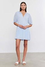 VELVET By G & S Leighton Cotton Slub Gauze Tiered Dress Island S $239 H7