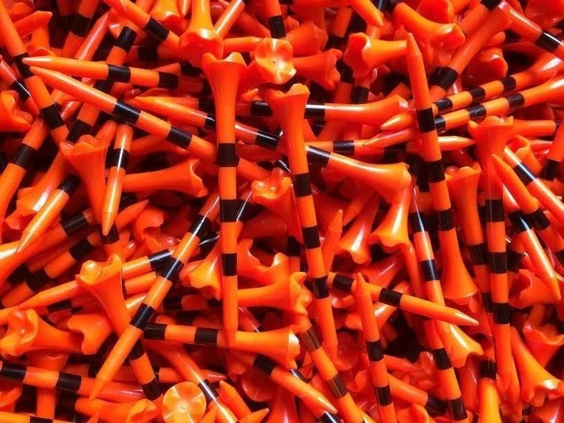 New 3 1/4" Pride Evolution PTS Orange Black Striped Golf Tees