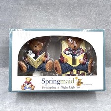 SPRINGMAID Blue Jean Bear Switchplate  Night Light Set Daisy Kingdom Resin NEW 