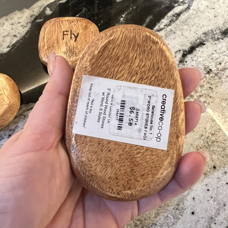 Juego cooperativo creativo de 3 rocas talladas en madera letrero conmemorativo Dream Love Fly inspirado Foto 3 de 4