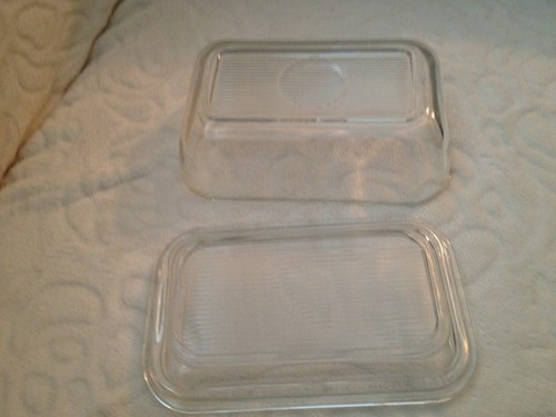 Vintage French Arcoroc Clear Glass Ribbed Butter Dish - Picture 3 of 11