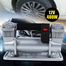 480W 12V Heavy Duty Metal Dual Cylinder Pump Air Compressor Auto Tire Inflator