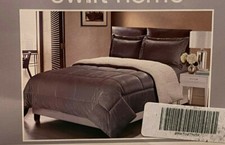 Swift Home 3 pc Faux Fur Reverse Micro Sherpa Full Comforter Set Shams Pewter