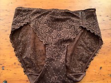 Vintage Vanity Fair Size 6 Chocolate Brown Sheer Back Lace Panty Style 13130
