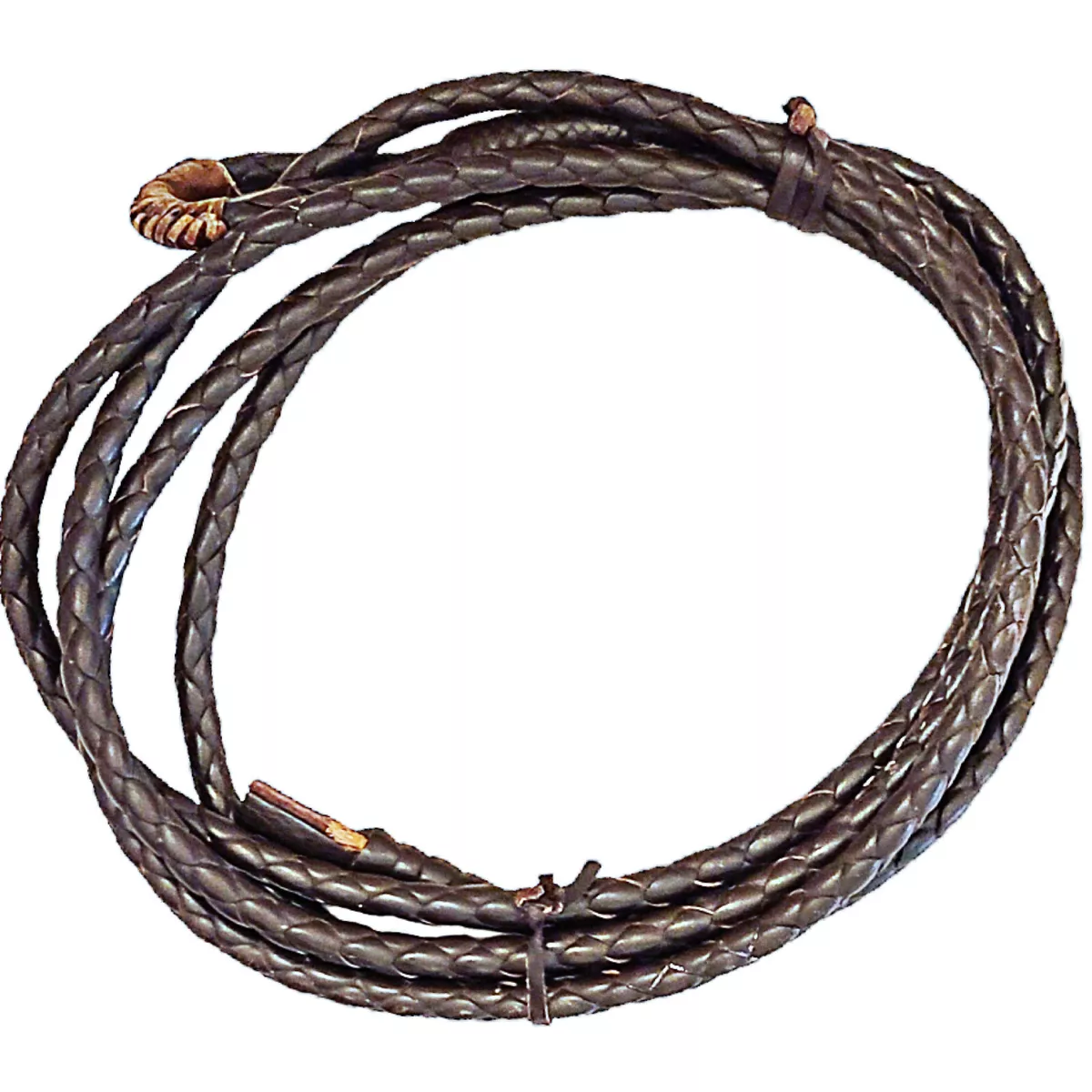 Vintage Braided Chocolate Leather Riata Rope Reata 4 Plait Lariat 9 feet 3 in