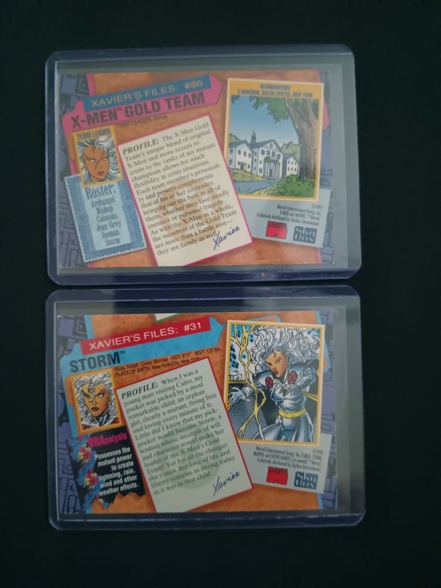 1993 Skybox Marvel X-Men Gold Teams series 2 Xavier's Files | eBay