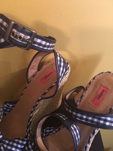 Sandalias para mujer Nordstrom Boutique con correa al tobillo a cuadros azul talla 11M - Imagen 6 de 11