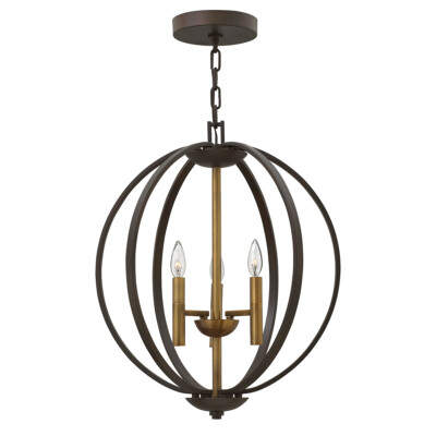 3 Birnen Decken Pendelleuchte Fassung Spanische Bronze LED E14 60W Birne