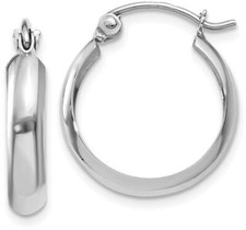 14mm 14K White Gold Polished 3.5mm Hoop Earrings