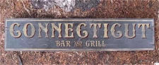 CONNECTICUT BAR & GRILL Rustic Painted Wooden Sign