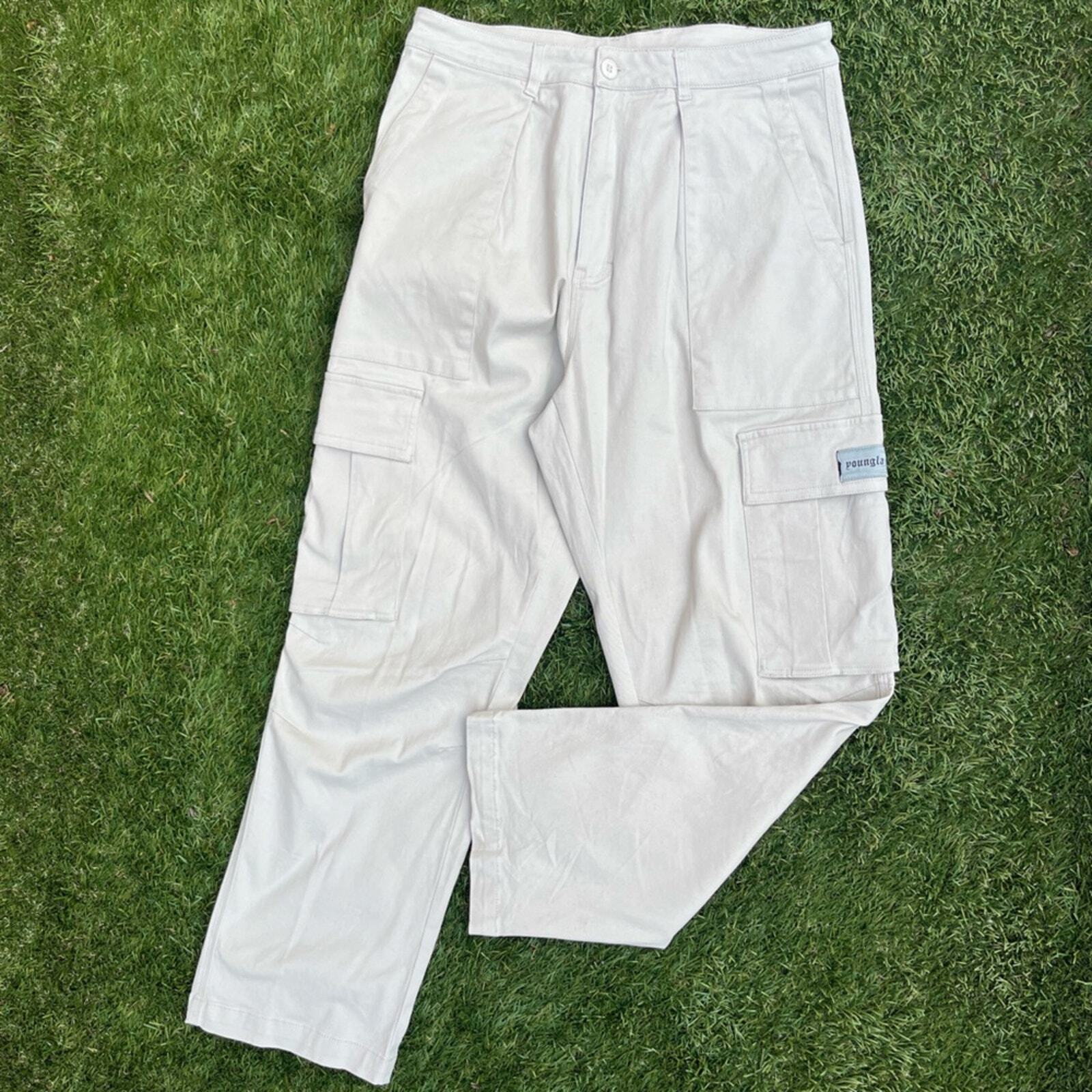 YoungLA Convoy Cargo Pants Baggy Loose Fit 90’s Y2K Pants Off-White Size 34R
