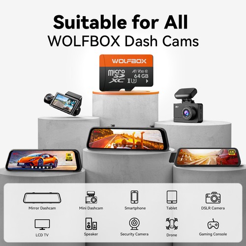 WOLFBOX 64G card for all WOLFBOX dashcam products I05/I07/G840S/G850/G900/G840H - 第 5/7 張圖片
