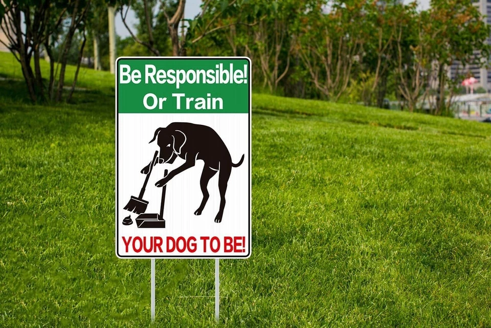 No Pooping Dog Sign - 8"x12" Please Clean Up After Your Dog Double Sided Yard - Image 2 of 4