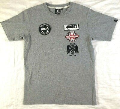 Fingercroxx Skateboarding Grey Patch T shirt Size M Short