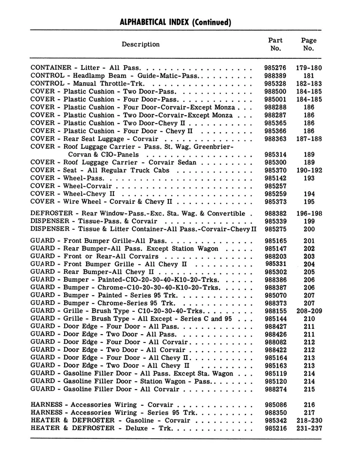 Chevrolet 1962 accesorios de auto y camioneta manual de referencia de instalación Foto 3 de 4