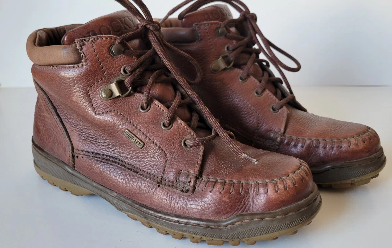 Rocky boots men's sz 8 medium brown leather hiking camping GORE TEX made in USA
