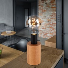 Tischleuchte Schreibtischlampe Tischlampe Nachttischleuchte Holz braun schwarz