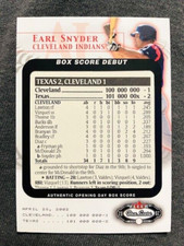 2002 Fleer Box Score Earl Snyder Rookie RC Box Score Debut Relic Card /2002. rookie card picture