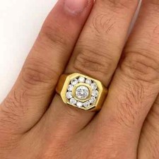 1.00CT Round Natural Diamond GH/SI Men's Engagement Ring 14k Yellow Gold Certify