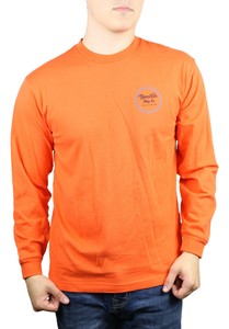 Brixton-Mens-Wheeler-II-L-S-T-Shirt-Orange-M-New