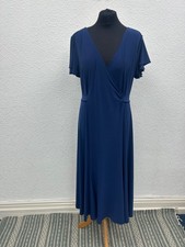 Joanna Hope Size 16 Dress Navy Faux Wrap Jersey Maxi Tie Back Short Sleeve