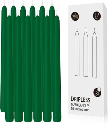 12-Pack Taper Candles (10-Inch) Dripless & Smokeless Long Burning (8 Hours) Unsc