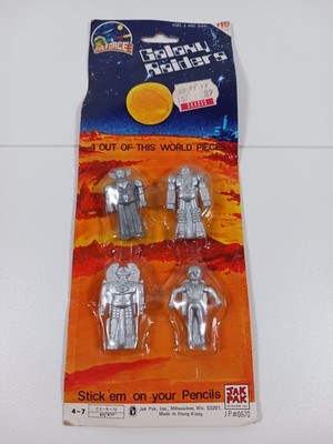 Vintage 1980s Jak Pak Star Force Galaxy Raiders Robot Pencil Toppers Hong Kong