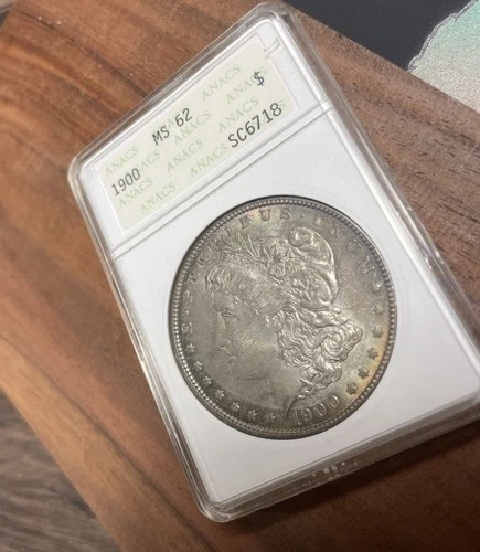 1900 Morgan Silver Dollar $1 Graded MS62 End Of Roll Patina Natural Rainbow
