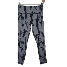 Zyia Womens Active Black Gray Slate Oxidation Mid Rise Capri Leggings Size 4
